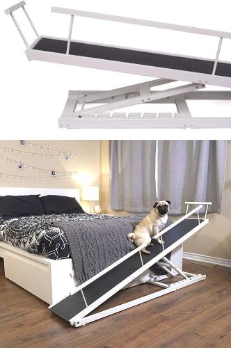 DoggoRamps Dog Ramp Adjustable up to 37" High with Low Incline, Safety Rails & Anti-Slip Grip, For Small Dogs up to 50lbs - Lot 362