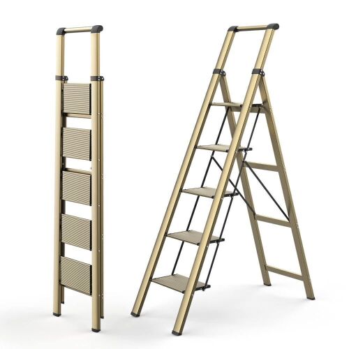 WOA WOA 5 Step Folding Ladder with Anti-Slip Wide Pedal - Lot 153
