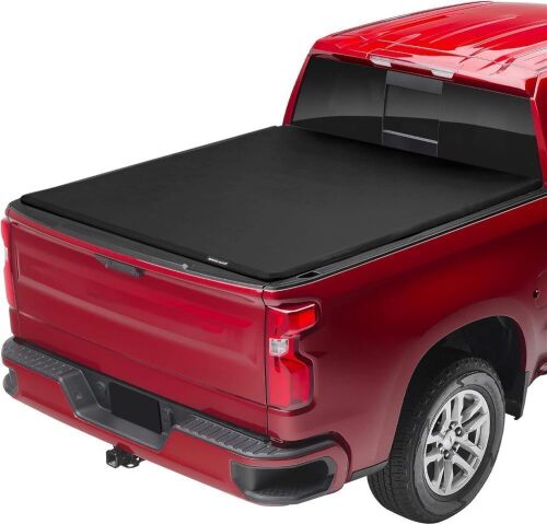 Soft Quad Fold Tonneau Truck Bed Cover for 2014-2019 Chevy/GMC Silverado/Sierra 1500 (2019 Classic/Legacy ONLY) Fleetside 5.8 ft Bed  - Lot 86