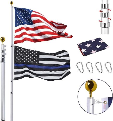 Panta 30FT Telescopic Aluminum Flag Pole Kit - Lot 337