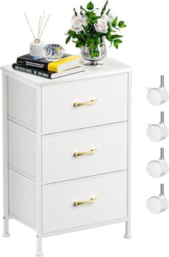 YILQQPER Nightstand with 3 Fabric Drawers - Lot 321