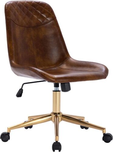 Duhome Modern PU Leather Swivel Office Chair with Gold Base - Lot 41