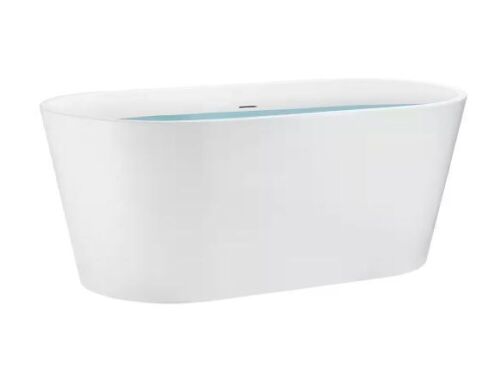 AKDY 54 in. Fiberglass Double Ended Flatbottom Non-Whirlpool Bathtub in Glossy White  - Lot 89
