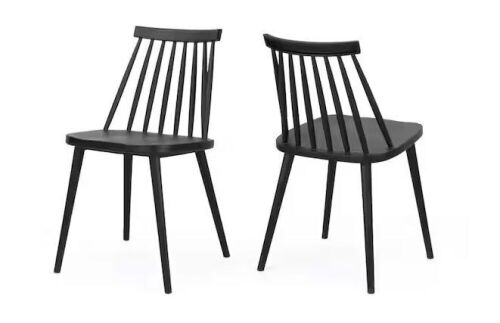 Noble House Dunsmuir Black Farmhouse Spindle-Back Dining Chair, Set of 2  - Lot 91