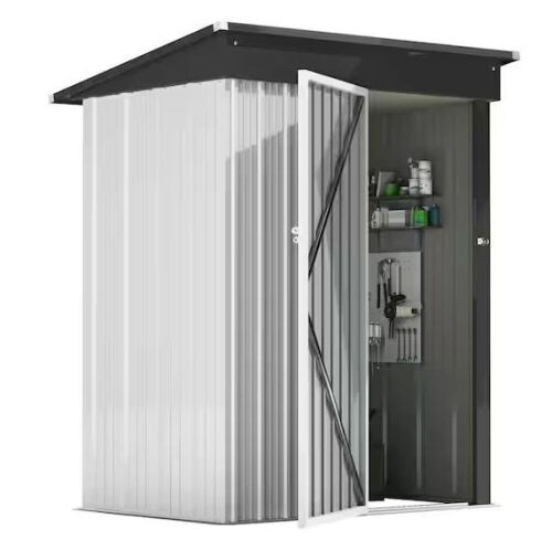 Tozey 5 ft. W x 3 ft. D Outdoor Metal Storage Shed, 15 sq. ft. in White - Lot 10