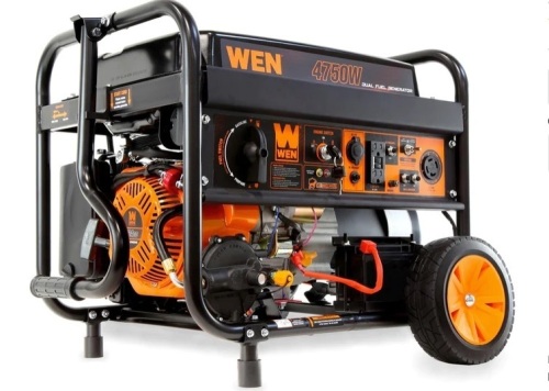 WEN DF475X 4750-Watt 120-Volt/240-Volt Dual Fuel Electric Start Portable Generator with Wheel Kit and CO Shutdown Sensor $552.16 - Lot 11