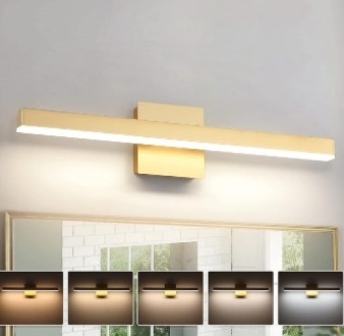 Joossnwell Gold Vanity Lights for Bathroom 24" Inch Dimmable 5CCT Modern Bath Vanity Lighting Fixtures Over Mirror LED Bathroom Wall Sconces Light 18W - Lot 196