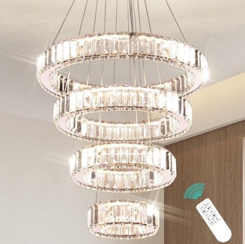 Modern LED Dimmable Chandelier 4 Ring Ceiling Light Pendant Light for Dining Room Bedroom Living Room, 3 Colors Adjustable,Dia7.9-11.8"-15.7"-19.7" $198.99 - Lot 201