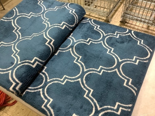 60" x 82" Blue and White Rug - Lot 203