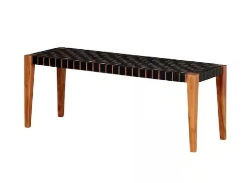 Balka Matte Black Woven Leather Dining Bench 47.25 in. $219.67 - Lot 287