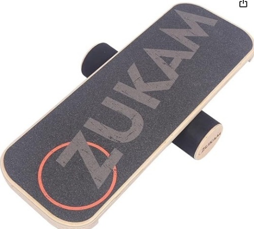 ZUKAM Balance Board Trainer, Wooden Balancing Board with Workout Guide to Exercise and Build Core Stability, Wobble Board for Skateboard, Hockey, Snowboard & Surf Training - Lot 212