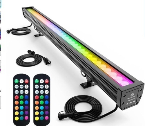 Landscapestation Linkable LED Wall Washer Light, 144W 5000K 120V RGBW Color Changing Linear Wall Wash Lights, Waterproof Landscape Spotlight Bar for Indoor Outdoor Lighting Projects - Lot 216