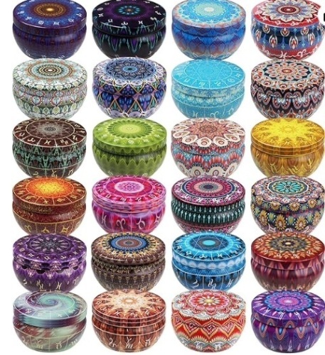 Ahyiyou Candle Tins Candle Jars 24 Pieces 24 Zodiac Patterns, DIY Round Containers with Lids for Candle Making, Arts & Crafts, Storage & More (8oz) - Lot 223