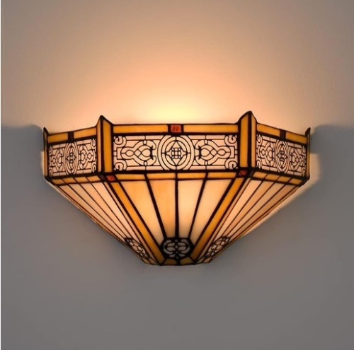 Stained Glass Sconce Antique Vintage Mission Style Light - Lot 237
