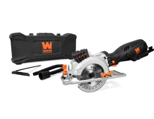 WEN Products 5-Amp 4-1/2-Inch Beveling Compact Circular Saw with Laser and Carrying Case, 3625 - Lot 291
