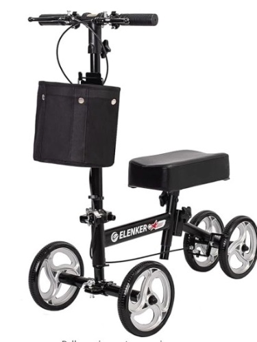 ELENKER Economy Knee Walker Steerable Medical Scooter Crutch Alternative Black - Lot 296