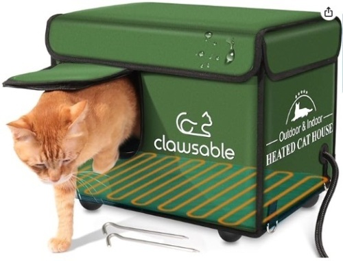 Heated Cat House for Outdoor Cat in Winter | Weaterproof Heated Cat Shelter Kitty Bed with Pet Heating Pad | Waterproof & Elevated & Insulated Feral Cat House | Warm Home for Outside Stray Barn Cat - Lot 177