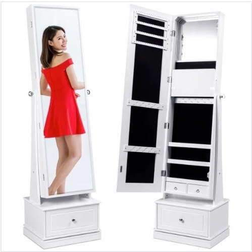360 Swivel Mirrored Jewelry Cabinet Armoire w/ LED Lights, Mirror $249.99 - Lot 137