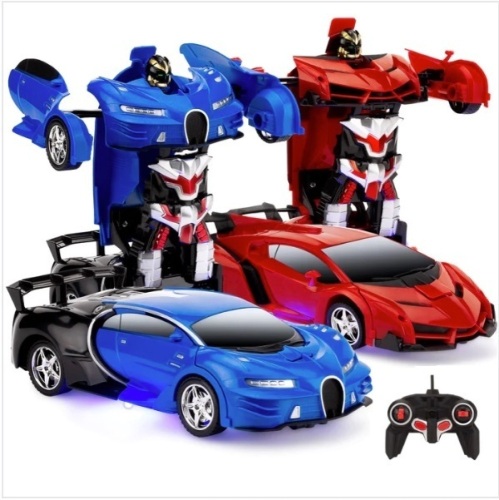 Set of 2 1/18 Scale RC Remote Control Transforming Robot Car Toys $49.98 - Lot 139