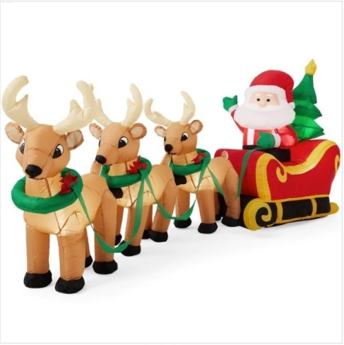 Lighted Inflatable Santa Claus & Reindeer Christmas Decoration - 9ft $129.99 - Lot 142