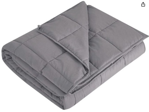 L'AGRATY Weighted Blanket - 60"x80" 15lbs Cooling Breathable Heavy Blanket Microfiber Material with Glass Beads Big Blanket for Adult All-Season Summer Fall Winter Soft Thick Comfort Blanket - Lot 121b
