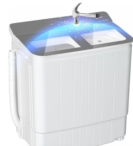 NTERGREAT Portable Washing Machine, 14.5 lbs Mini Small Laundry Washer Combo with Spin Dryer, Compact Twin Tub Washer Machine for Apartments, Dorm, Rv, Camping, Gray - Lot 248b