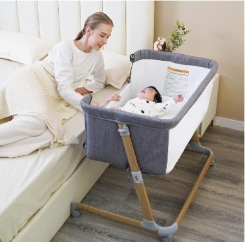 Pamo babe Baby Bassinet Bedside Sleeper for Newborn Bed Crib with Breathable Mesh Sides Co-Sleeping Bedside Crib for Infant Breastfeeding with Height-Adjustable and Wheels, Z-Type Stable Frame $92.99 - Lot 158