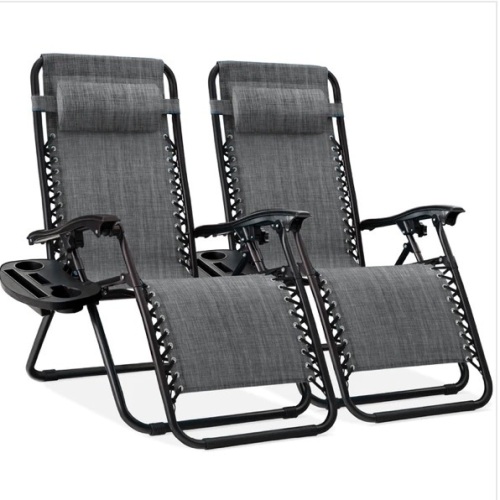 Set of 2 Adjustable Zero Gravity Patio Chair Recliners w/ Cup Holders $169.99 - Lot 124