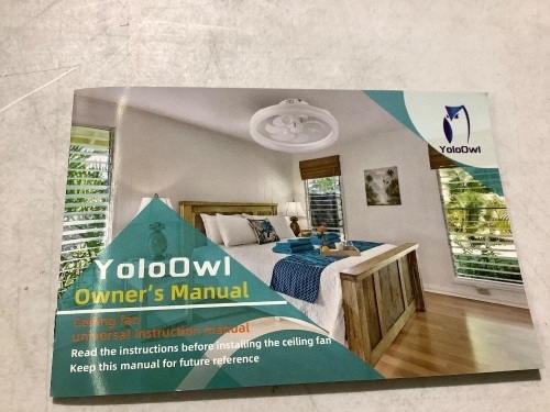 YoloOwl Ceiling Fan with Light - Lot 180