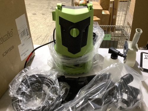 Suyncll Pressure Washer, 2.2GPM Electric Power Washer,1800W High Pressure Washer, Professional Washer Cleaner, with 4 Nozzles, Soap Bottle and Hose Reel, Best for Cleaning Cars,Driveways,Patios $159.99 - Lot 189