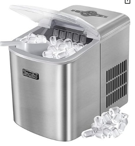 KUMIO Stainless Steel Ice Makers Countertop, 33 Lbs in 24 Hrs, 10 Bullet Ice Ready in 6-8 Mins, Automatic Self-Cleaning, 2 Sizes of Bullet Ice for Home Kitchen Office Bar Party $199.99 - Lot 190