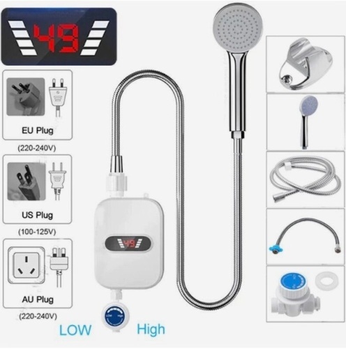 INSTANT WATER HEATER Shower Boiler Tankless Show Head 3500W New - Lot 384
