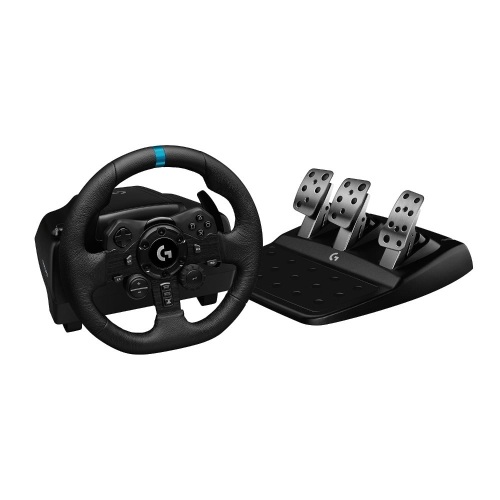 Logitech G923 Racing Wheel and Pedals, TRUEFORCE up to 1000 Hz Force Feedback, Responsive Driving Design, Dual Clutch Launch Control, Genuine Leather Wheel Cover, for PS5, PS4, PC, Mac - Black - Lot 9275