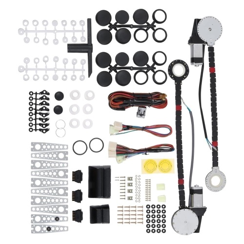 JDMSPEED New Universal Electric Power Window Lift Regulator Conversion Kit with Switches Wiring and Hardware for 2 Door Pickup SUV Truck Van Car - Lot 9609