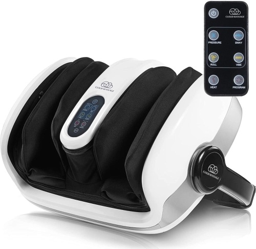 Cloud Massage Shiatsu Foot Massager for Circulation and Pain Relief - Machine for Relaxation, Plantar Fasciitis Relief, Neuropathy, Heat Therapy - FSA/HSA Eligible (White - with Remote) - Lot 9621