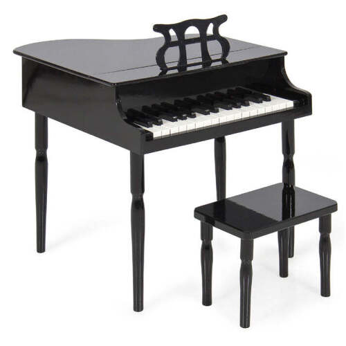 Kids Mini Wooden Grand Piano w/ Lid, Bench, Music Rack, Song Book, Stickers - Lot 9719