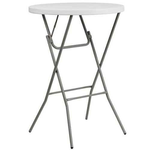 Flash Furniture 2.6-Foot Round Granite White Plastic Bar Height Folding Table - Lot 389