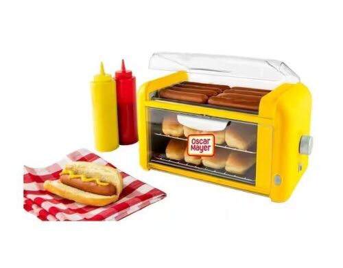 Nostalgia Yellow Hot Dog Roller with 2-Cooking Racks - Lot 395