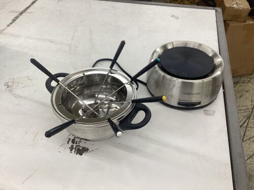 Nostalgia Electric Stainless Steel Fondue Pot, 6-Cup, with Temperature Control, 6 Forks, and Removable Pot - Lot 609