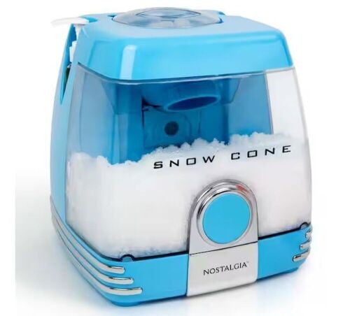 Nostalgia 30 W Blue Snow Cone Maker with Two 4-oz. Reusable Pump Syrup Bottles - Lot 629