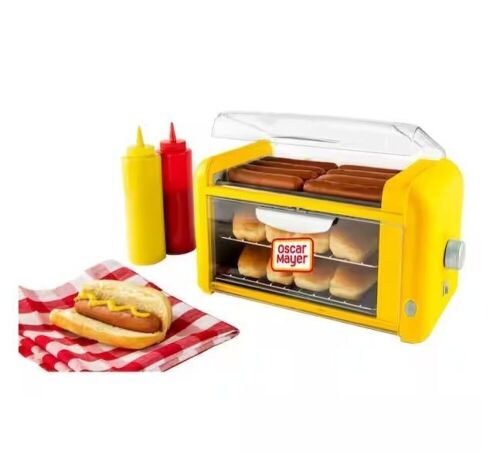 Nostalgia Yellow Hot Dog Roller with 2-Cooking Racks - Lot 719