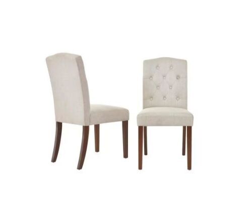 StyleWell Beckridge Biscuit Beige Upholstered Dining Chair with Tufted Back, Set of 2  - Lot 103