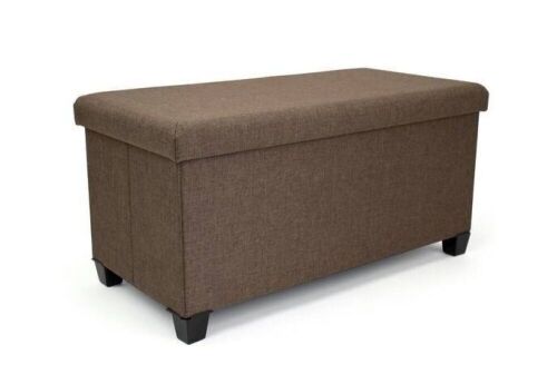 Humble Crew Rectangular Brown Storage Fabric Ottoman Bench - Lot 495