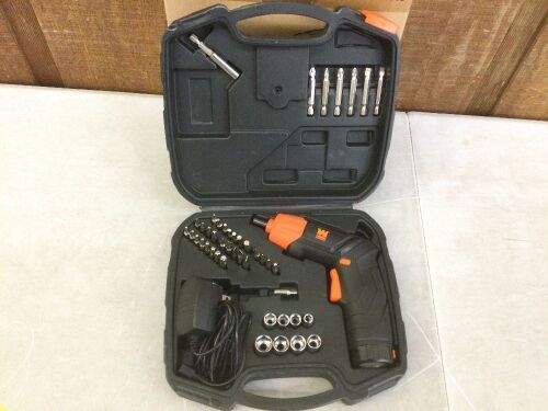 WEN 49140 4V Max Lithium Ion Rechargeable Cordless Electric Screwdriver and Flashlight with Carrying Case - Case Damaged - Lot 454
