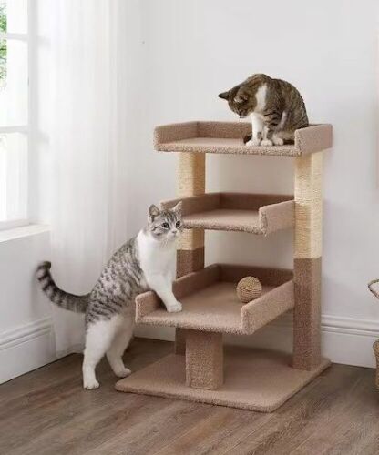 HOMESTOCK Beige Cat Tree with Scratching Post for Large Cats - Lot 615