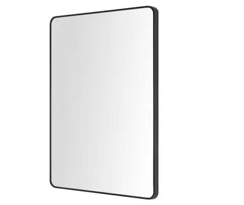 StyleWell Medium Modern Rectangular Black Framed Mirror with Rounded Corners, 22 in. W x 32 in. H - Lot 655