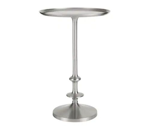Bellkirk Round Pewter Silver Metal Accent Table  - Lot 430