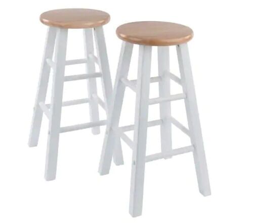 WINSOME WOOD Element 24 in. Natural and White Counter Stools, Set of 2 - Lot 199