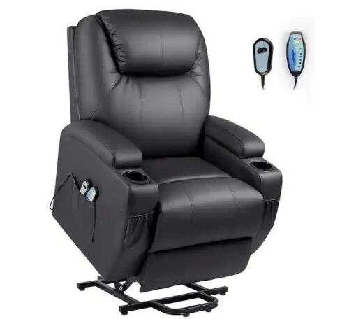 Black Power Lift Recliner Chair with Massage and Heat - Lot 55