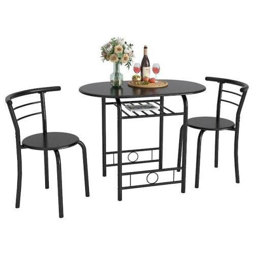 Black Modern Dining Room Set with Round Table - Lot 259